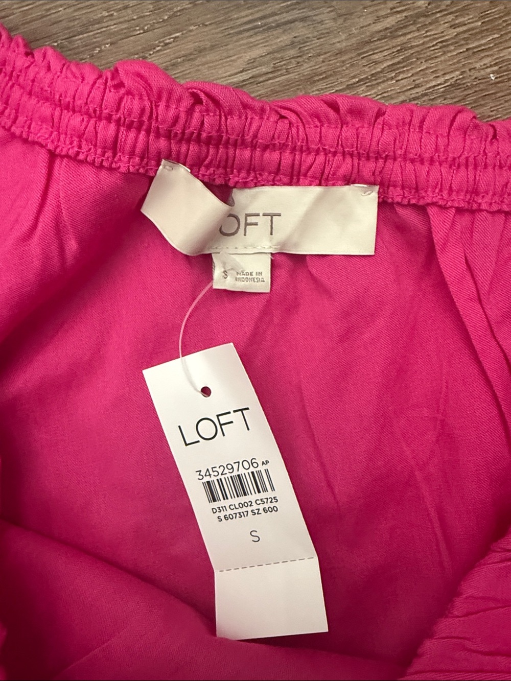 LOFT Hot Pink One Shoulder Ruffle Too - Picture 2 of 4